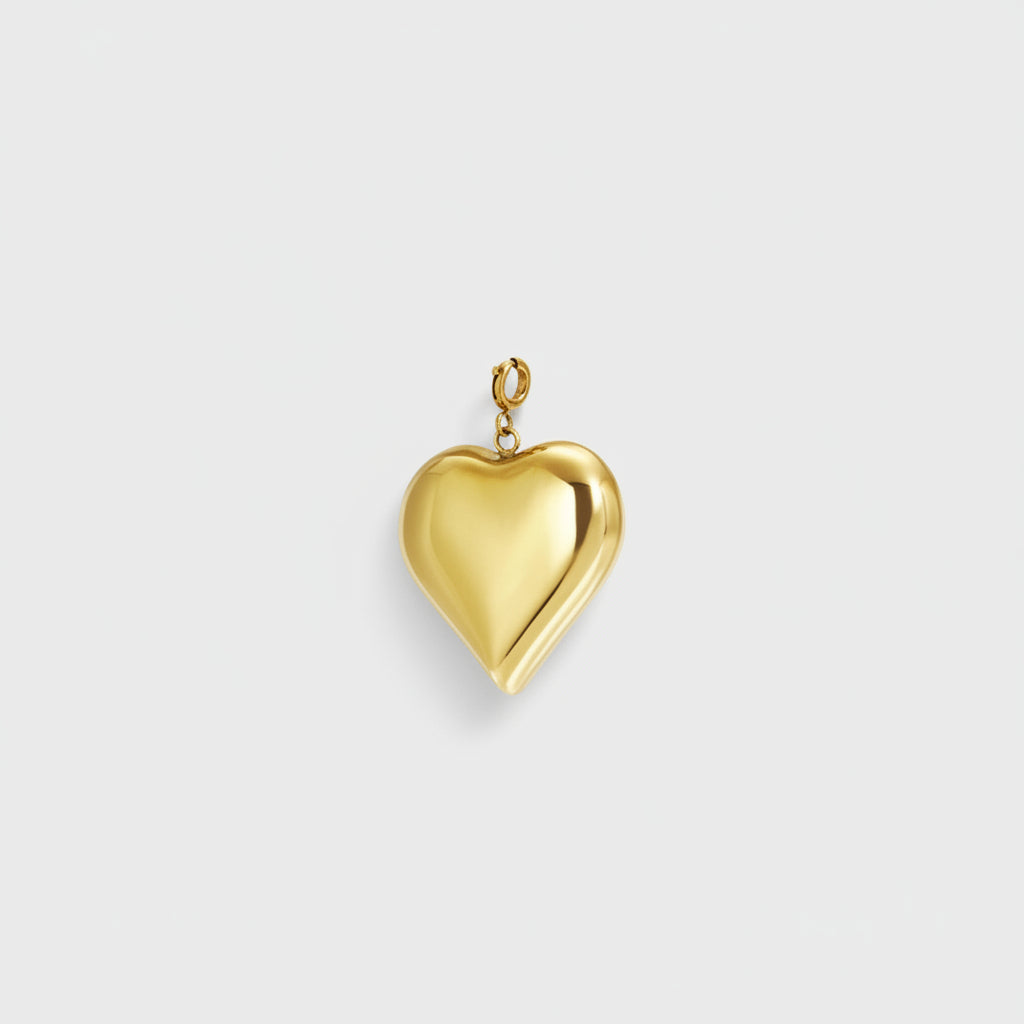 Dije de collar de acero inoxidable en forma de corazón en acabado oro brillante - Moments by You