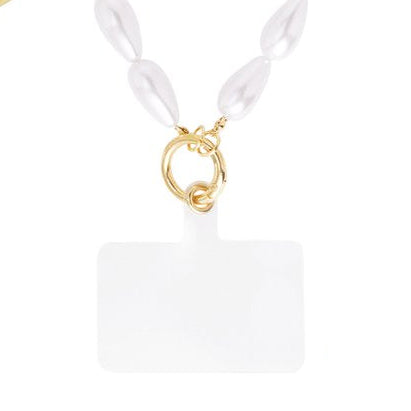 Correa para sujetar el móvil de perlas en blanco