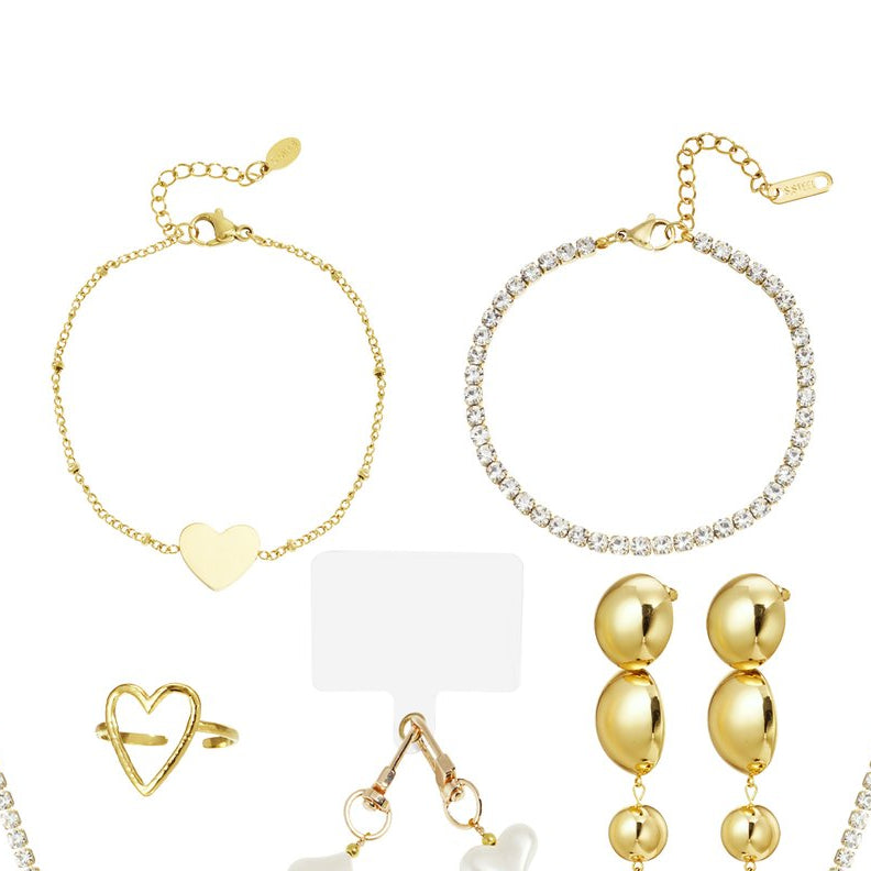 Calendario de adviento Navidad con joyas de acero inoxidable con perlas y acabado oro - mbyou