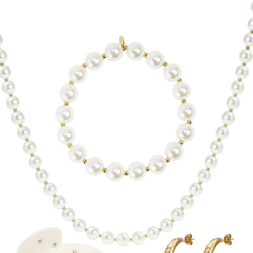 Calendario de adviento Navidad con joyas de acero inoxidable y perlas con acabado oro - mbyou