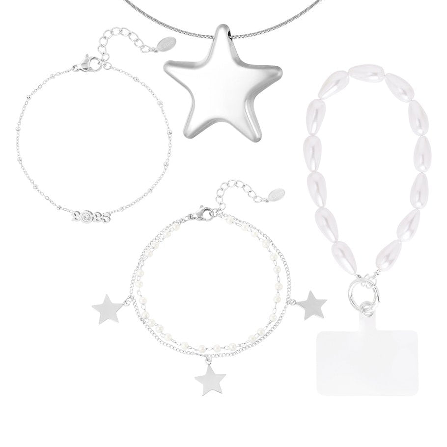 Calendario de adviento Navidad con joyas de acero inoxidable plateadas - mbyou
