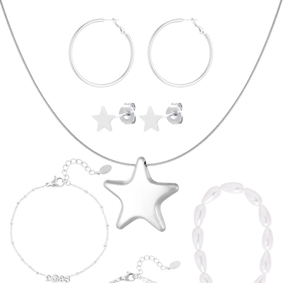 Calendario de adviento Navidad con joyas de acero inoxidable plateadas - mbyou