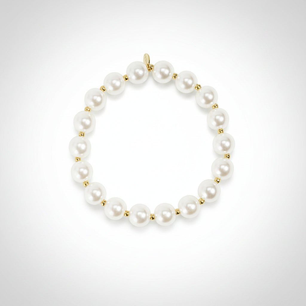 Pulsera elástica de perlas y cuentas doradas en forma esférica - Moments by You