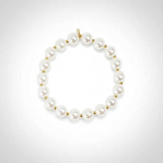 Pulsera elástica de perlas y cuentas doradas en forma esférica - Moments by You