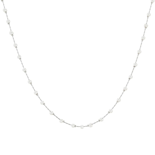 Silver zirconia steel necklace