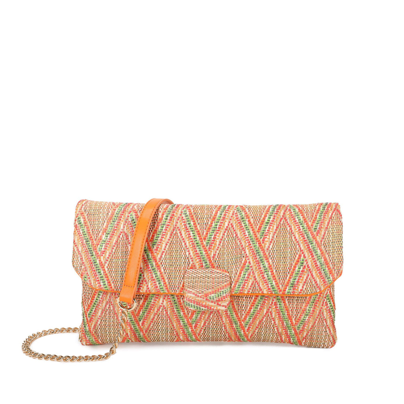 Plain orange velvet party handbag