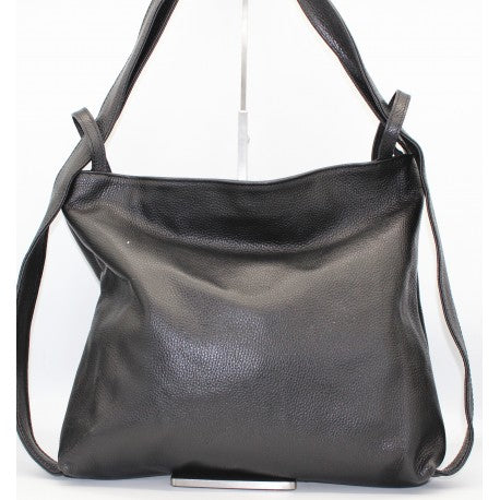 Bolso de piel 100% vacuno tipo shopper grande y mochila color negro