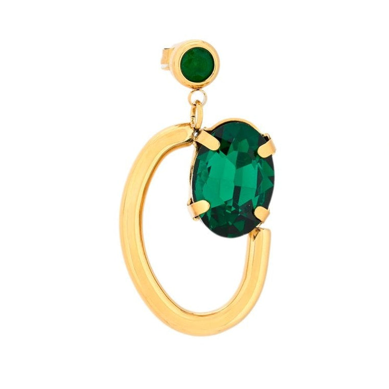 Oval luxor gold blue steel earrings