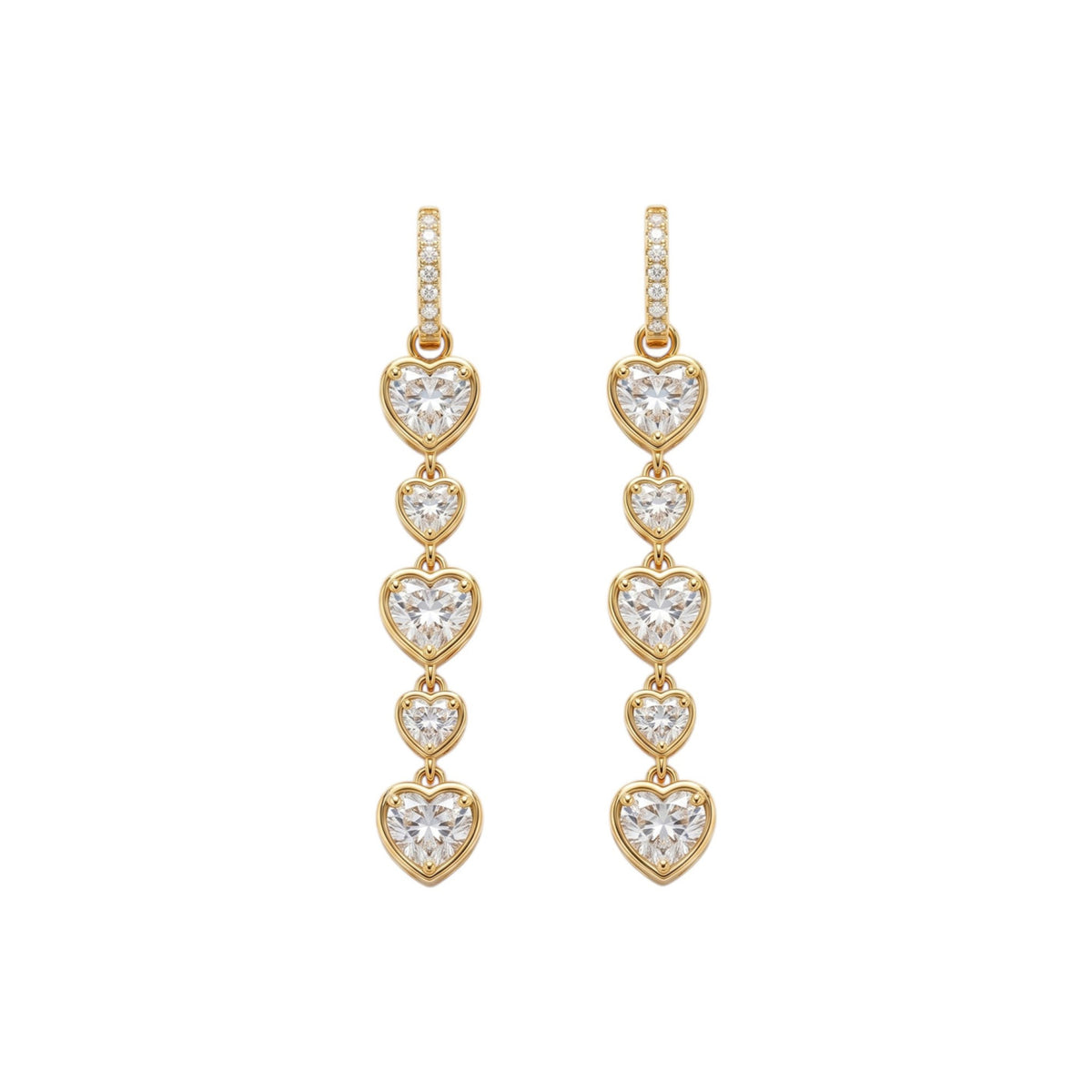 Look con corazón brillante (pendientes + collar + pulsera)