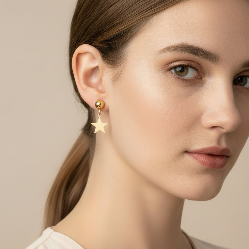 Steel hoops with gold balls