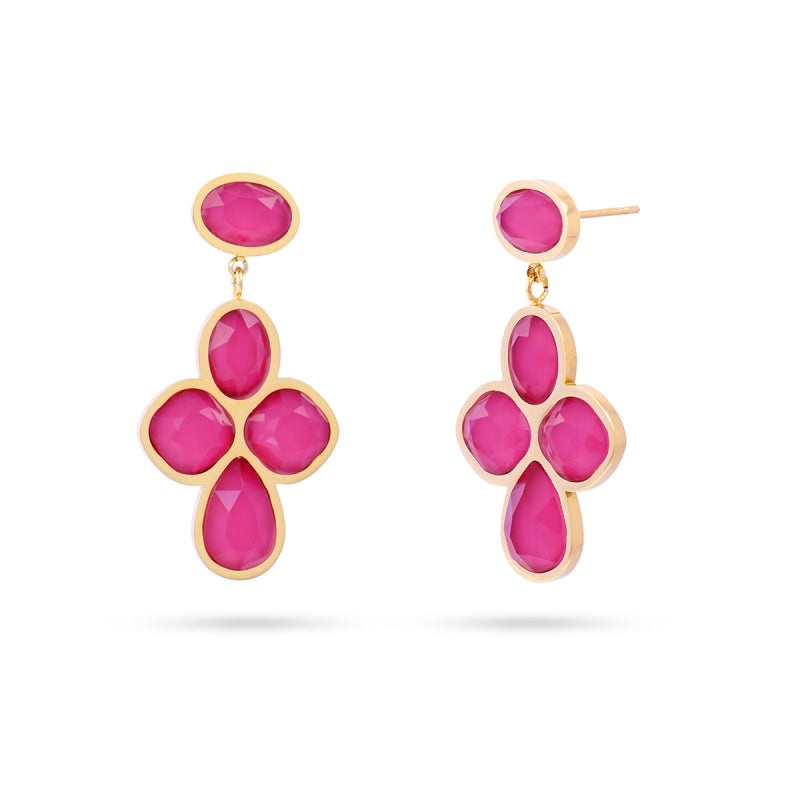 Pendientes de acero quirúrgico con piedras de cristal facetadas en forma de racimo - Moments by You