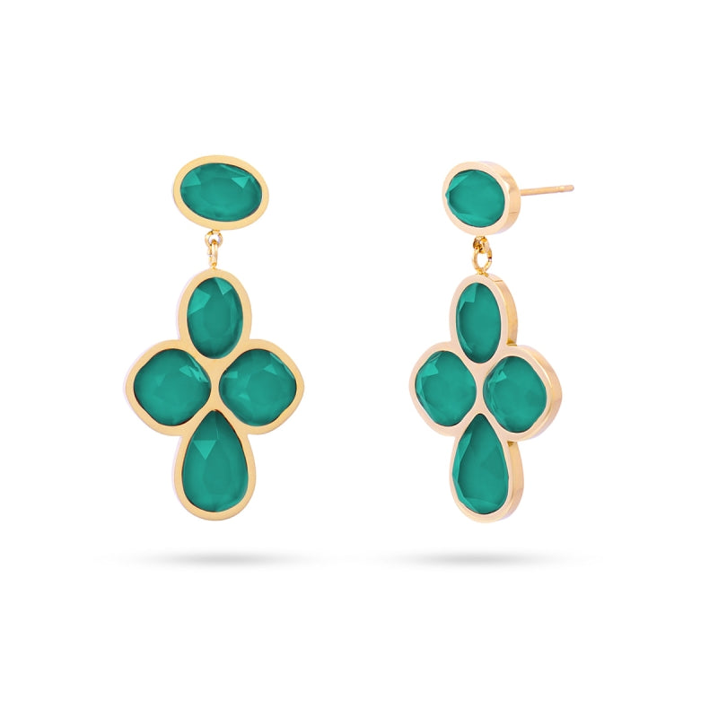 Pendientes de acero quirúrgico con piedras de cristal facetadas en forma de racimo - Moments by You