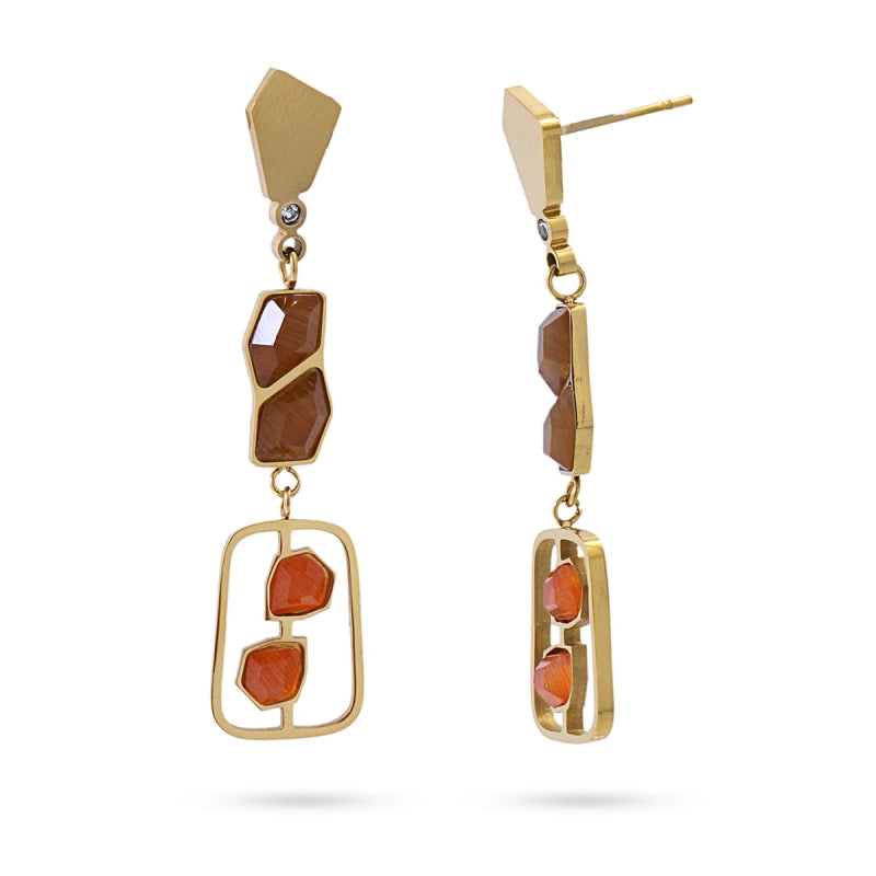 Pendientes largos de acero con formas geométricas en naranja - Moments by You