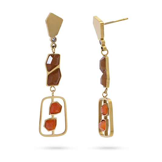 Pendientes largos de acero con formas geométricas en naranja - Moments by You