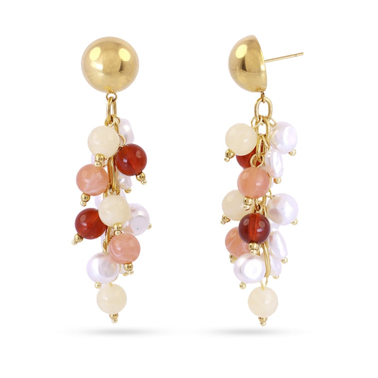 Pendientes de acero largos de tiras con cuentas en diferentes colores y formas - Moments by You