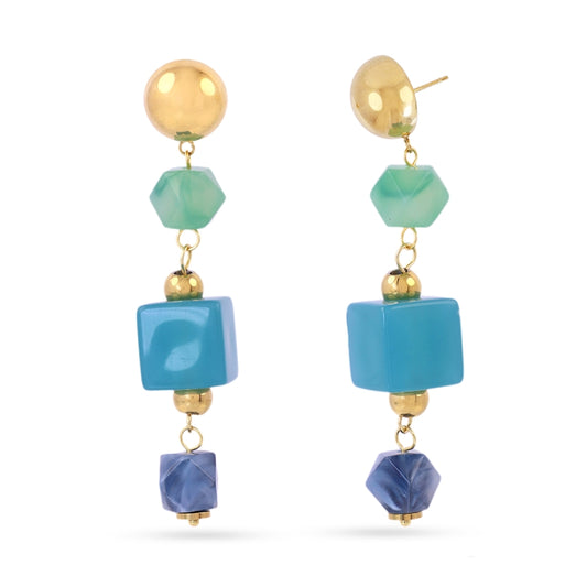 Pendientes de acero largos y grandes con figuras geométricas en varios colores - Moments by You