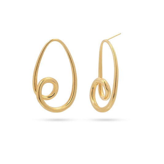 Pendientes de acero quirúrgico con diseño abstracto oval acabado oro - Moments by You