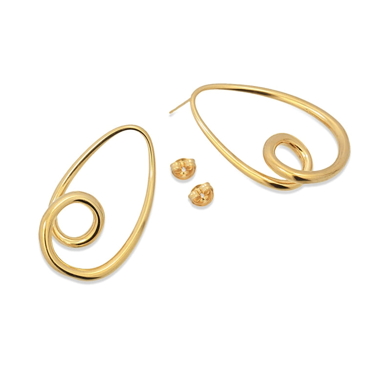 Pendientes de acero quirúrgico con diseño abstracto oval acabado oro - Moments by You
