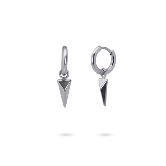 Pendientes de acero tipo aro con triángulo colgante en acabado plata - Moments by You