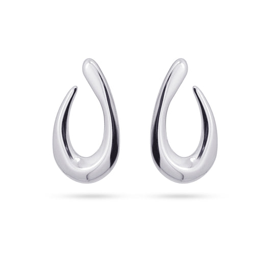 Pendientes largos de acero con forma de gancho irregular en acabado plata - Moments by You