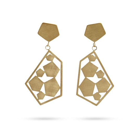 Pendientes largos de acero pulido mate con diseño geométrico - Moments by You