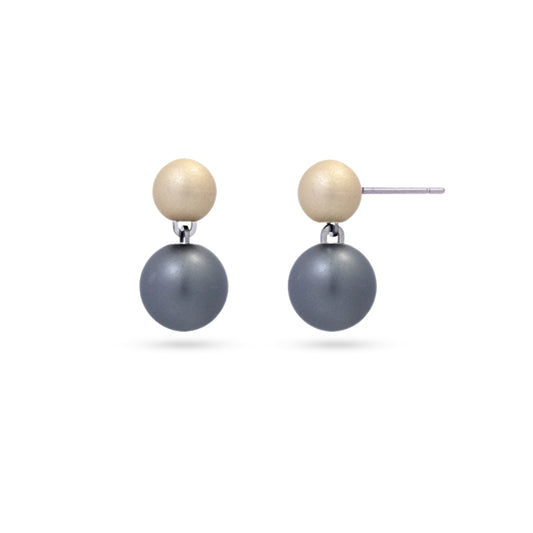 Pendientes cortos de acero con esferas mate en dorado y gris - Moments by You