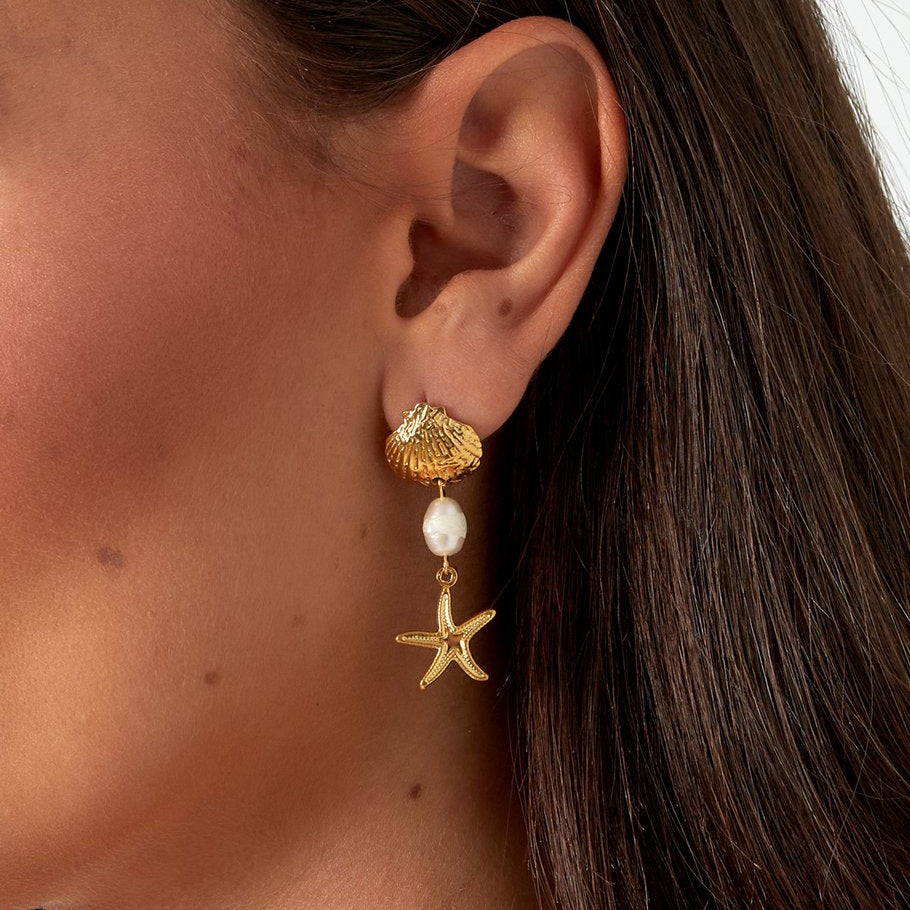Chestnut square earrings