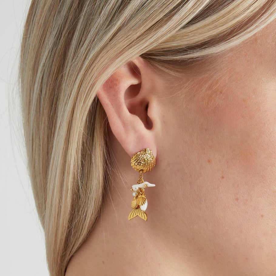 Chestnut square earrings