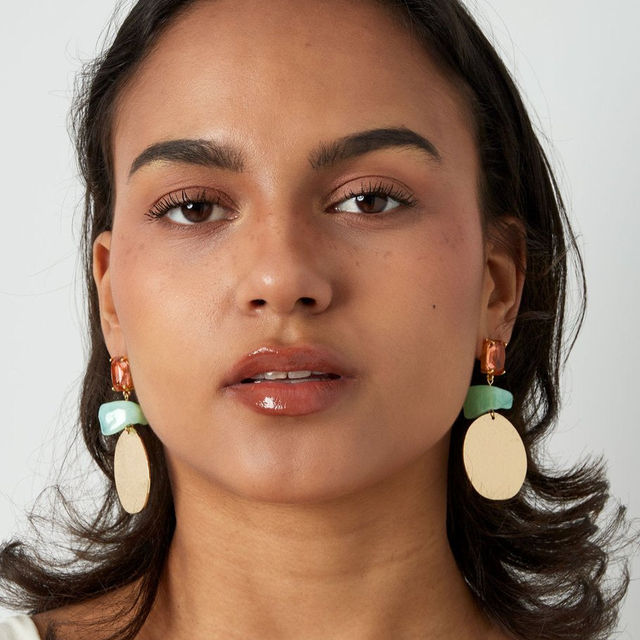 Chestnut square earrings