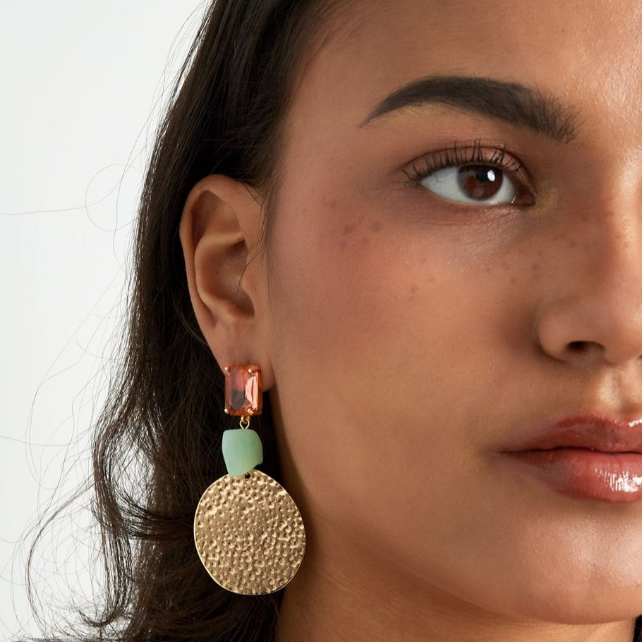 Chestnut square earrings