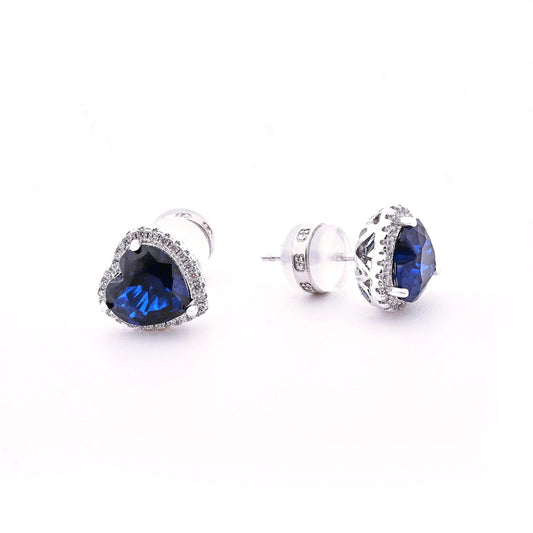 Pendientes cortos bañados en oro 18Kt con circonita azul noche y circonitas pequeñas acabado plata - mbyou