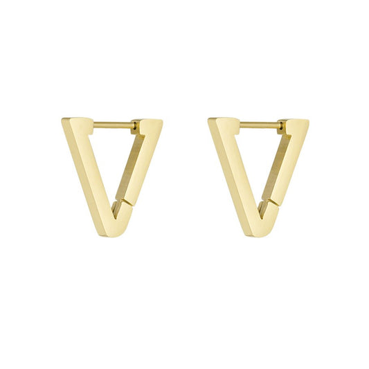 Pendientes de acero inoxidable en forma triangular acabado oro - mbyou