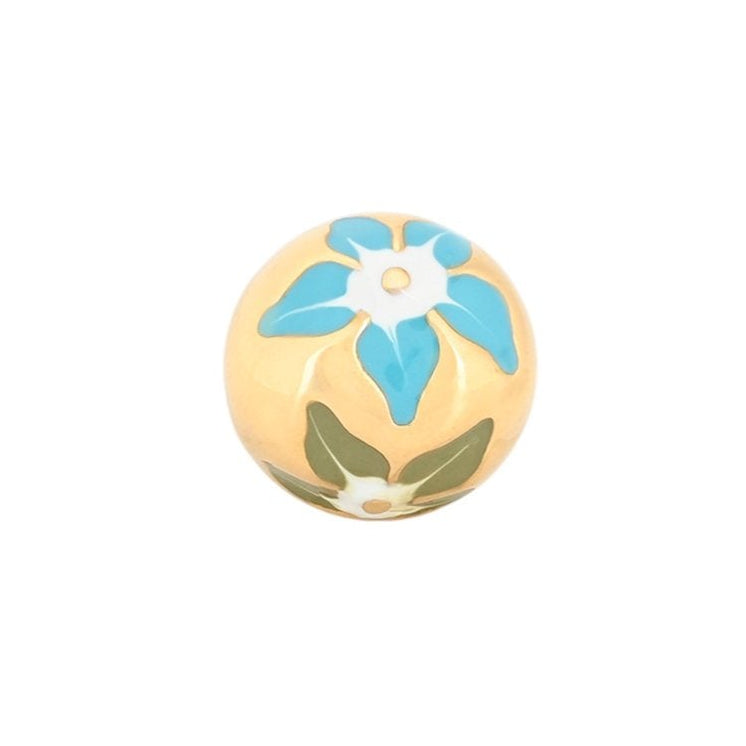 Pendientes cortos semicírculo con flores acabado oro