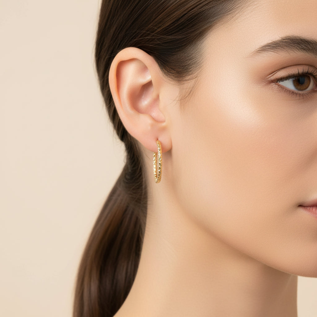 Pendientes largos de eslabones con textura rugosa acabado oro - Moments by You