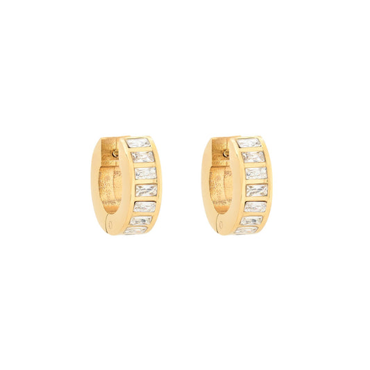 Argollas de acero inoxidable con circonitas alrededor acabado oro - mbyou
