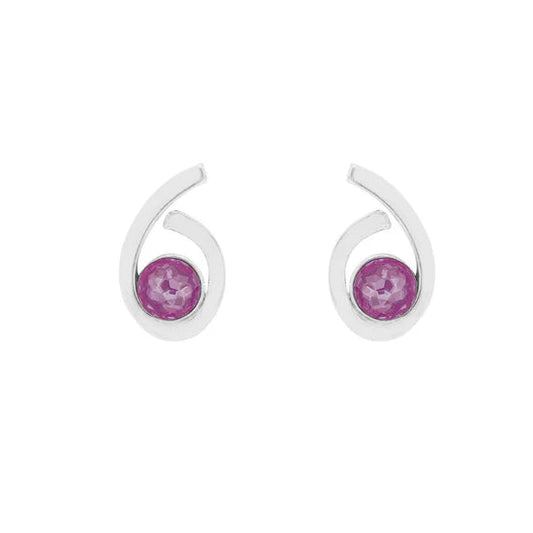 Pendientes espiral plata S925 cristal Swarovski en color morado acabado plata - mbyou