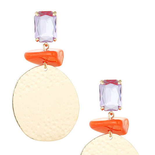 Chestnut square earrings
