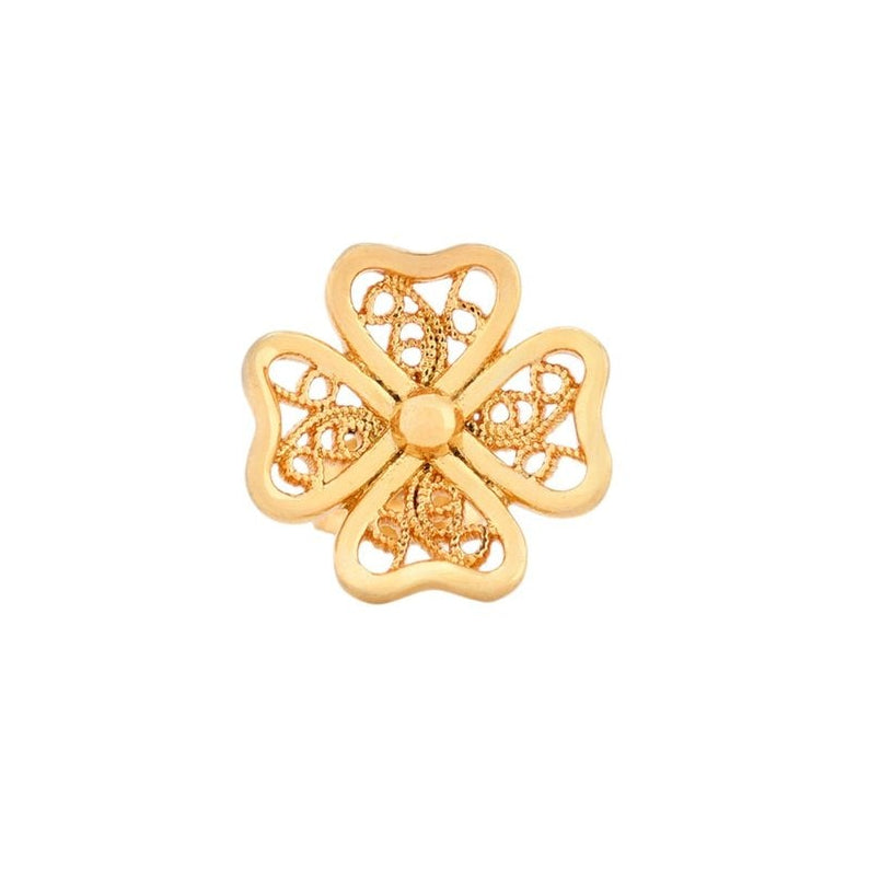 Pendientes de acero con forma de trébol con filigrana acabado oro