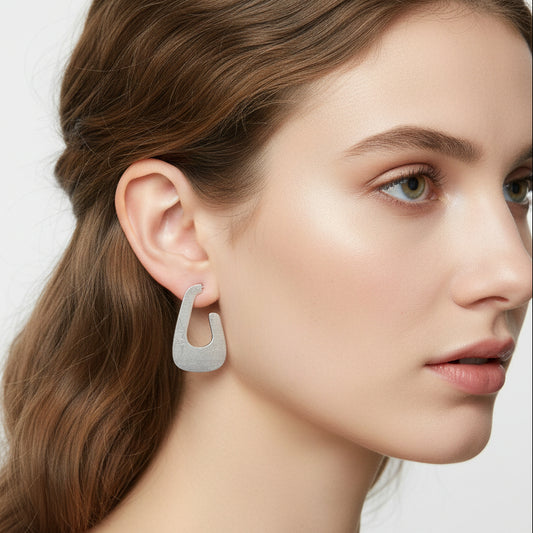 Pendientes acero con forma irregular y finos acabado mate y plata - Moments by You