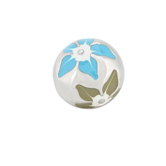 Pendientes cortos semicírculo con flores acabado plata