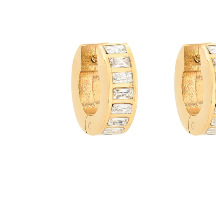 Argollas de acero inoxidable con circonitas alrededor acabado oro - mbyou