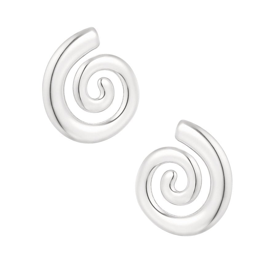Boucles d'oreilles rhodiées spirales noires et argentées