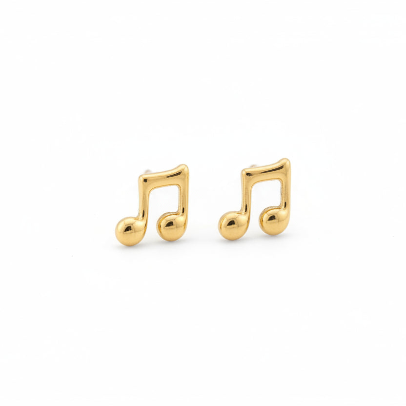 Pendientes cortos y pequeños de acero en forma de nota musical - Moments by You