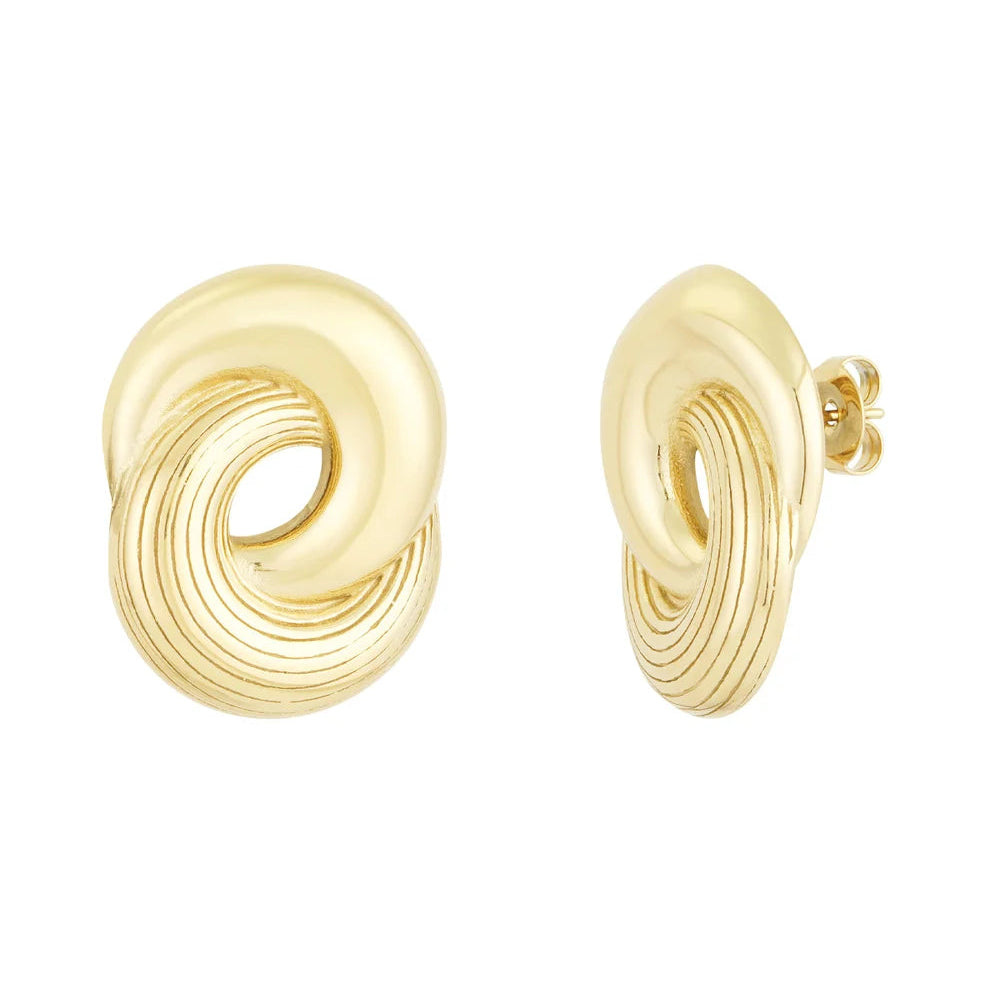 Pendientes cortos de acero con aros entrelazados y diferentes texturas - Moments by You