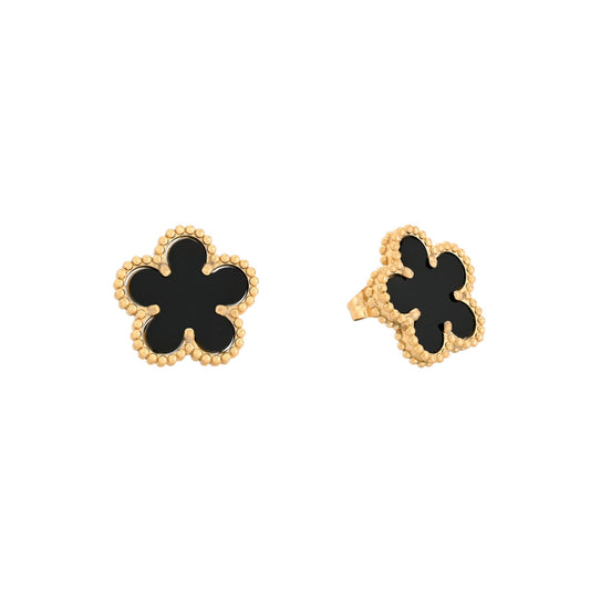 Pendientes de acero inoxidable con tréboles negro acabado oro - mbyou