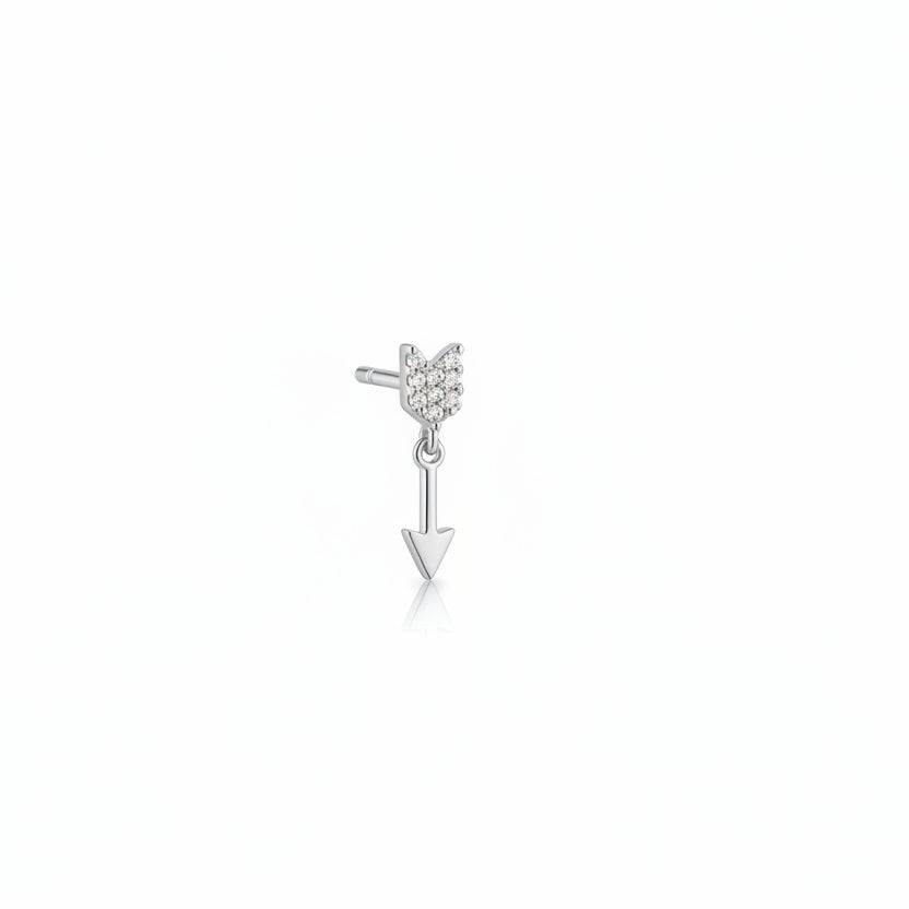Piercing de acero inoxidable quirúrgico en forma de flecha con circonitas y acabado plata