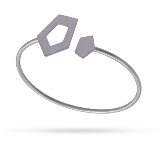 Pulsera de acero quirúrgico con dos formas geométricas pulidos en mate acabado plata - mbyou