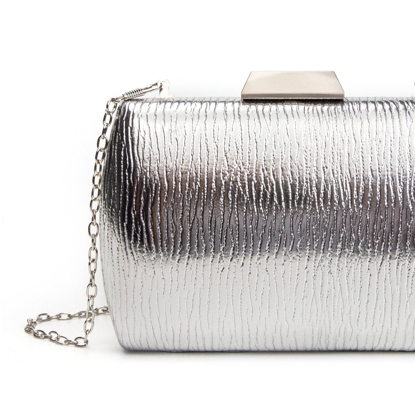 Bolso de mano - Clutch de fiesta plata con vetas