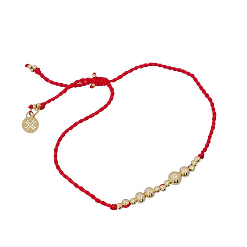 Pulsera de cuerda y acero quirúrgico casual en color rojo y dorado - Moments by You