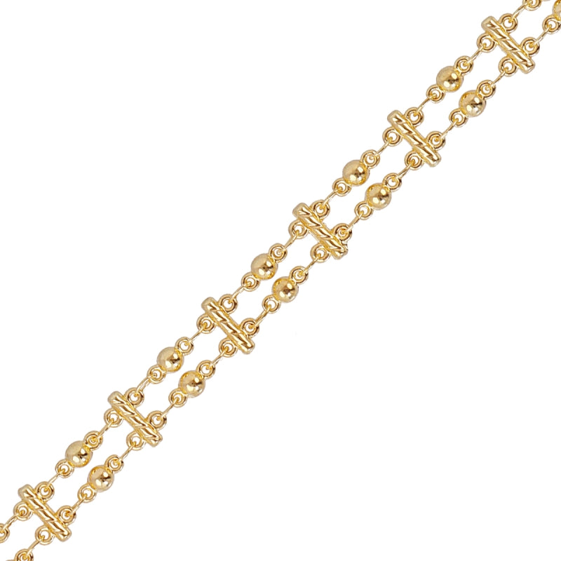 Pulsera doble con esferas simétricas con separadores en acabado oro - Moments by You